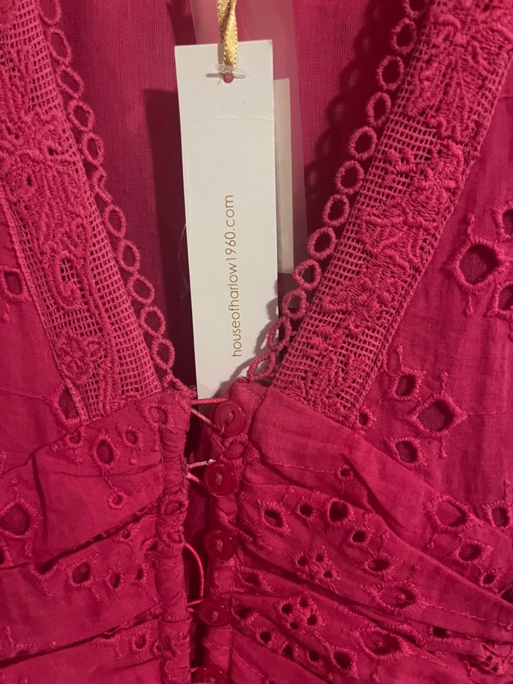 House of Harlow 1960 Raspberry Eyelet Midi Dress - Picture 5 of 7